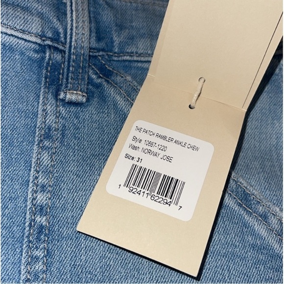 NWT MOTHER The Patch Rambler Ankle Chew jeans in Norway Jose 31 - Picture 7 of 14